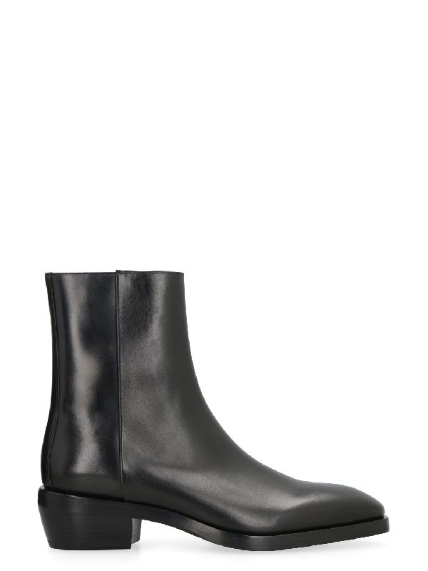 Black Leather Ankle Boots