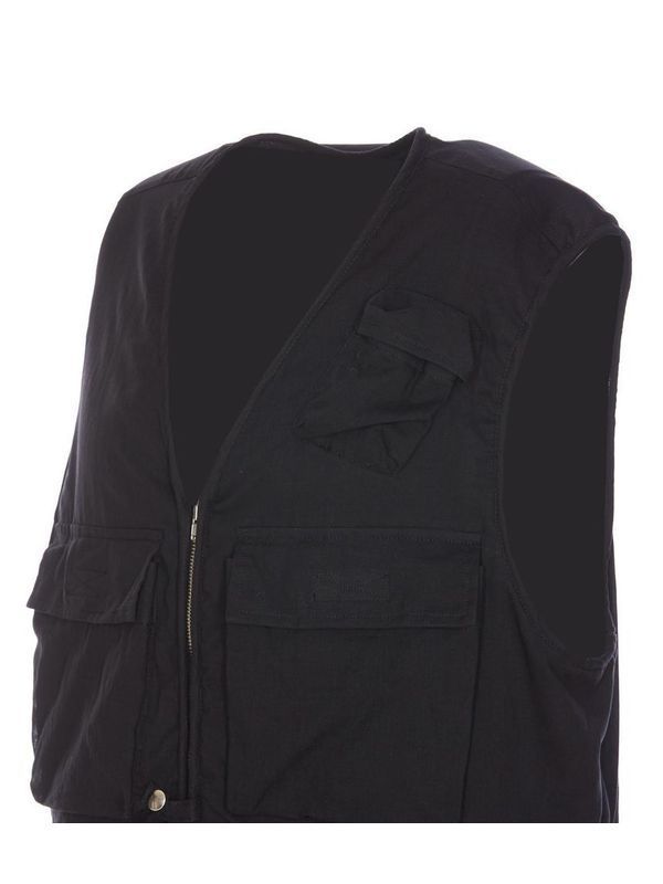 Zipper Detail Cotton Cargo Vest