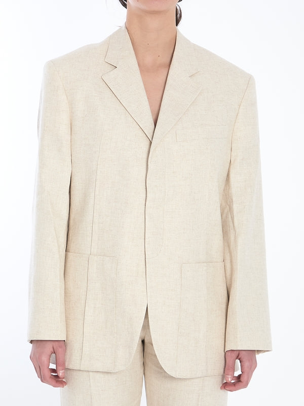 Single-Breasted Viscose Linen Jacket