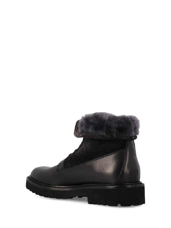 Inner Fur Leather Lace-up Boots