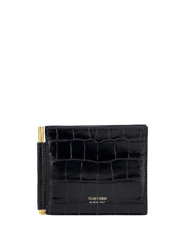 Logo Croc Effect Money Clip Wallet