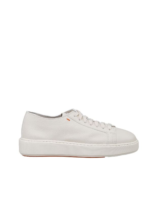 Stitch Detail Leather Lowtop Sneakers