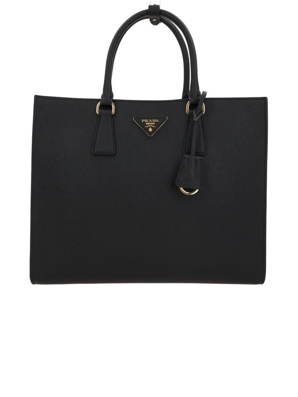 Triangle Logo Saffiano Leather Tote Bag