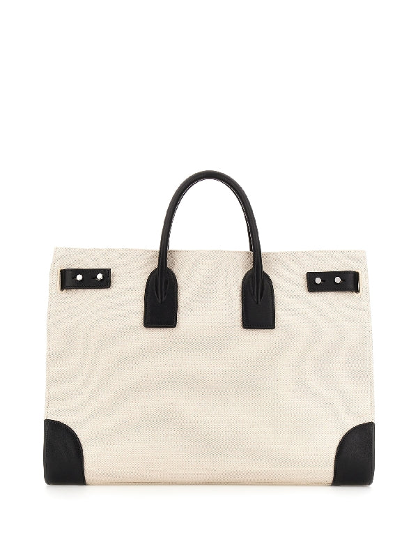 Canvas Leather Large Sac De Jour Slim Bag