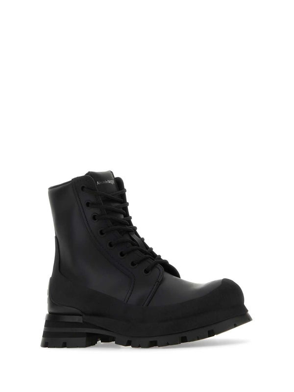 Alexander Mcqueen Black Lace-Up Boots