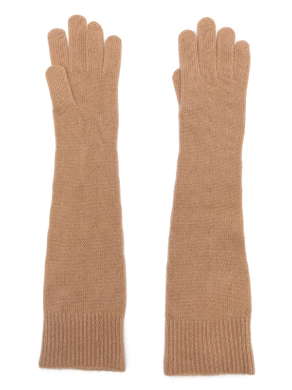 Wool Cashmere Ribbed Knit Gloves