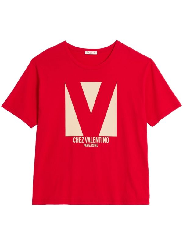 V Logo Cotton Short Sleeve T-Shirt