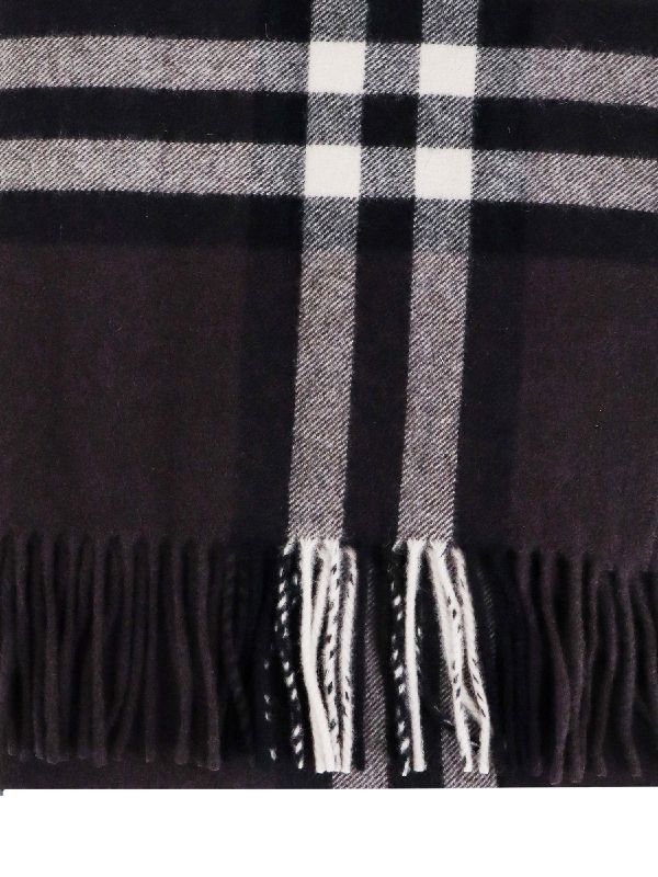 Check Cashmere Fringe Muffler