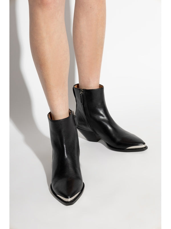 Adnae Metal Toe Leather Ankle Boots