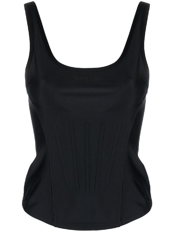 Black Corset Detail Tank Top