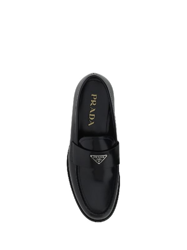 Triangular Logo Calfskin Loafers