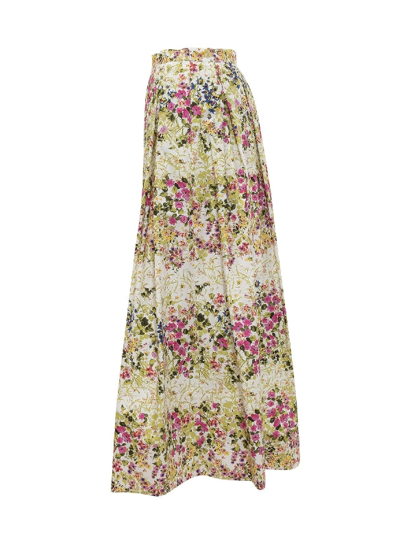 Floral Printed Pleated Skirt