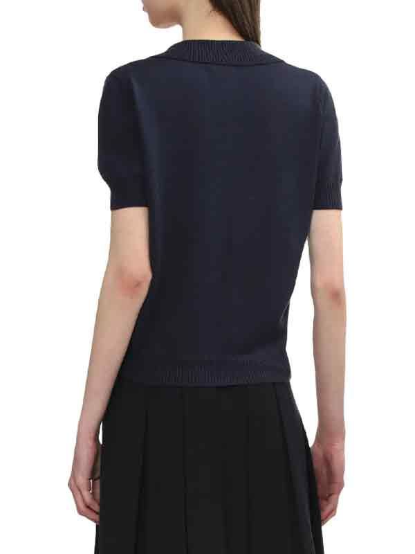 Logo Polo Silk Navy Knit