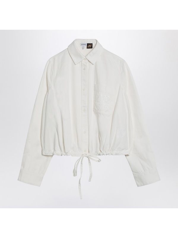 Anagram Embroidered Drawstring Denim Shirt