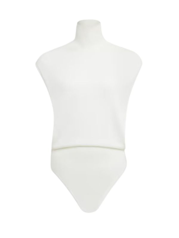 White high-neck wool bodysuit