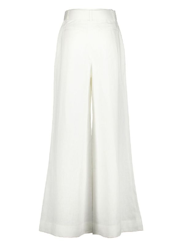 Belted Linen Wide Pants