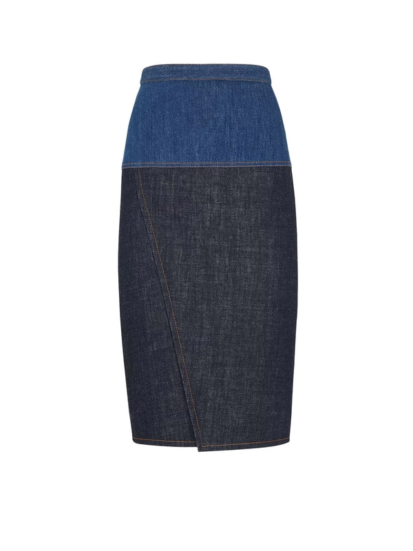 FENDI - Two Tone Denim Skirt - Jente