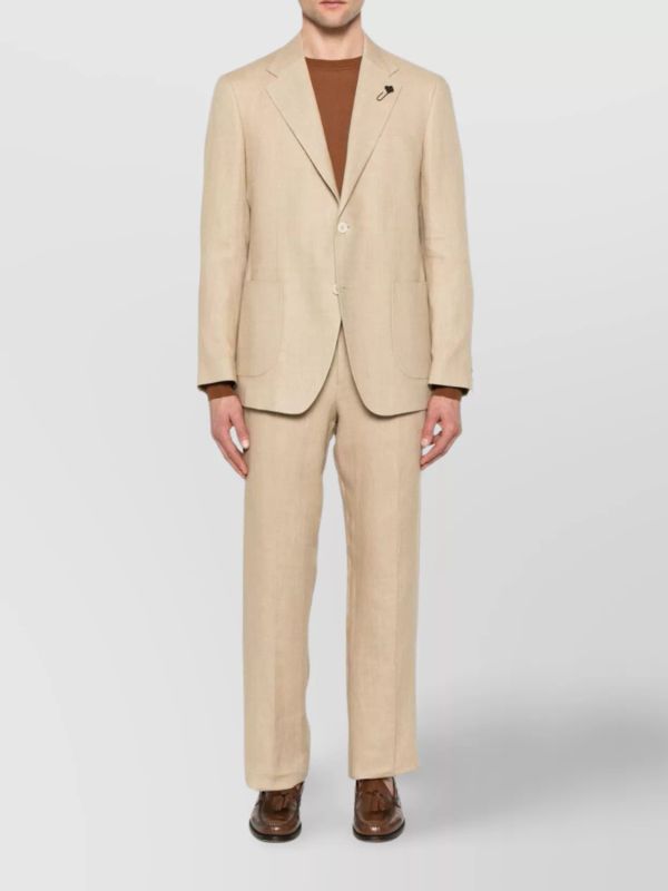 Beige Linen Tailored Pants