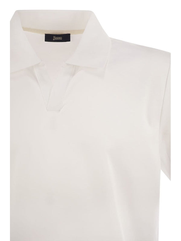 Open Collar Cotton Short-Sleeve Polo Shirt
