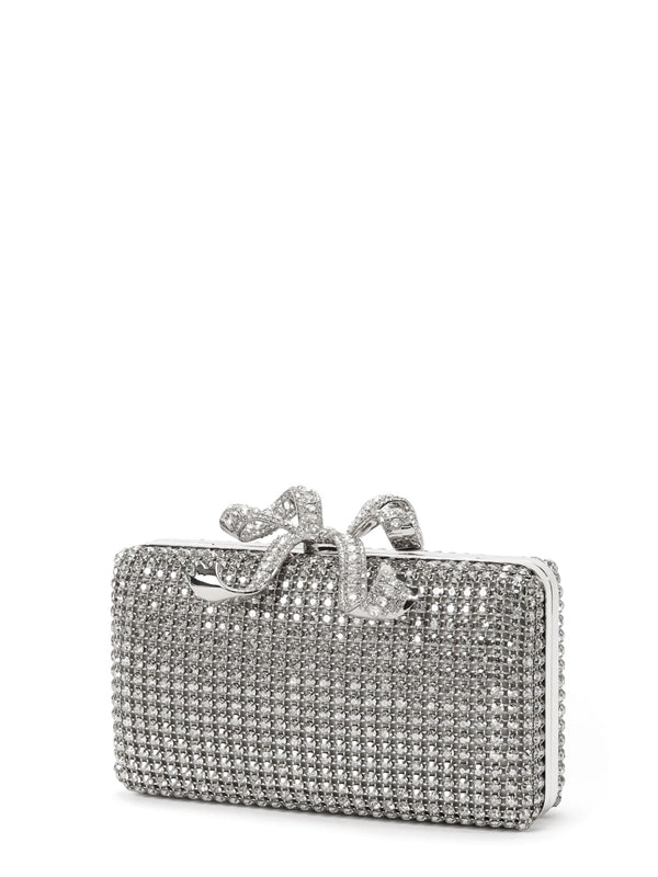 Crystal Bow Decorated Chain Clutch Bag