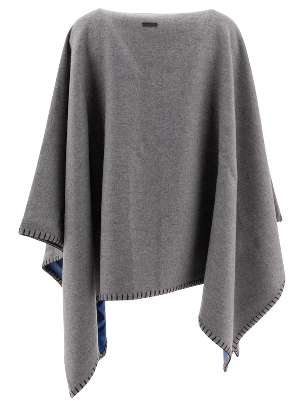リバーシブル カシミアウール ケープ