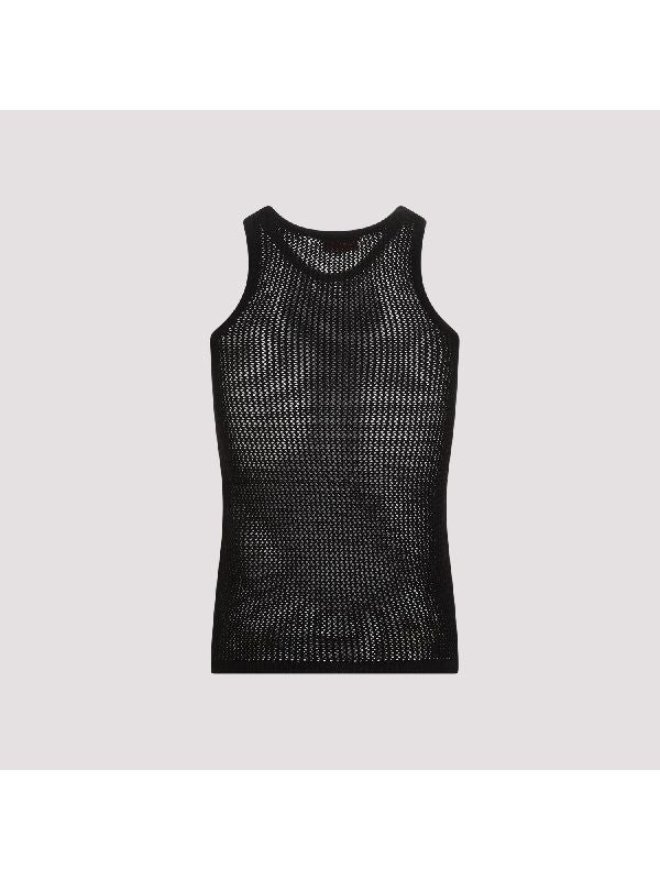 Chest Logo Cotton Mesh Tank Top