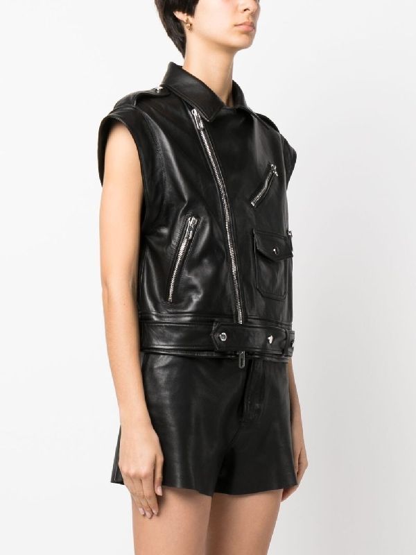 Lambskin Sleeveless Biker Jacket