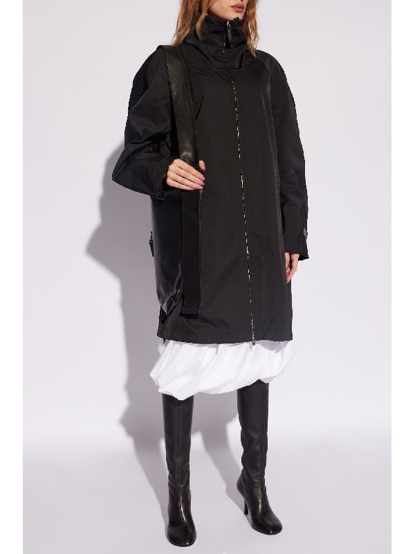 Back Pleat
  Panel High Neck Parka