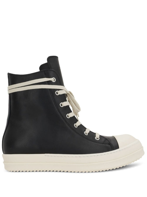 Zipper Detail Leather High-Top Sneakers