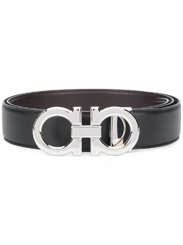 Gancini Buckle Reversible Leather Belt