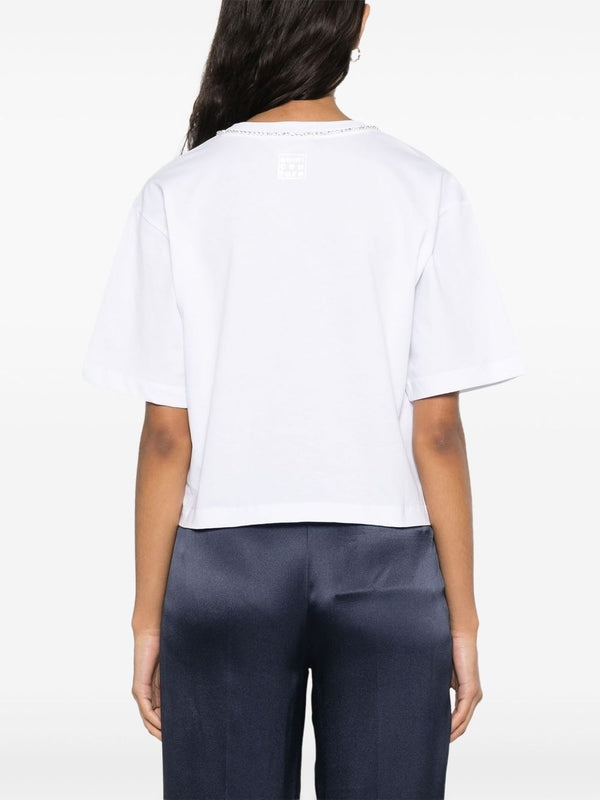 Crystal Embellished Cotton
  Short Sleeve T-Shirt