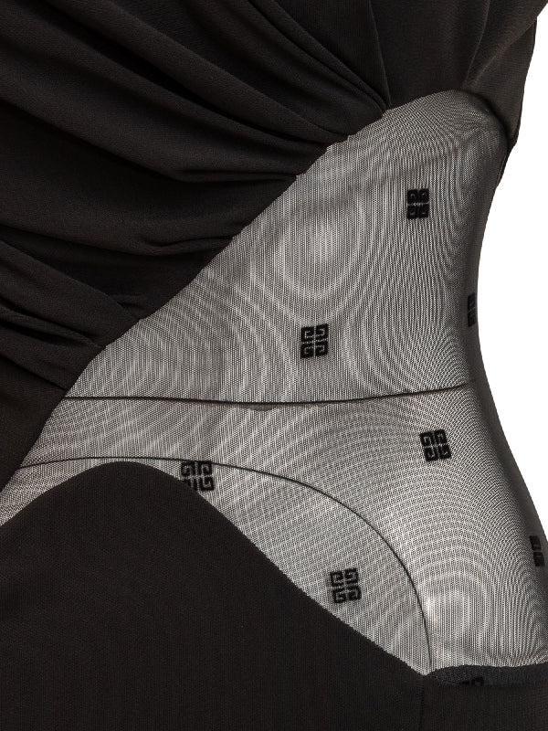 4g Tulle Panel Ruched Slit Dress