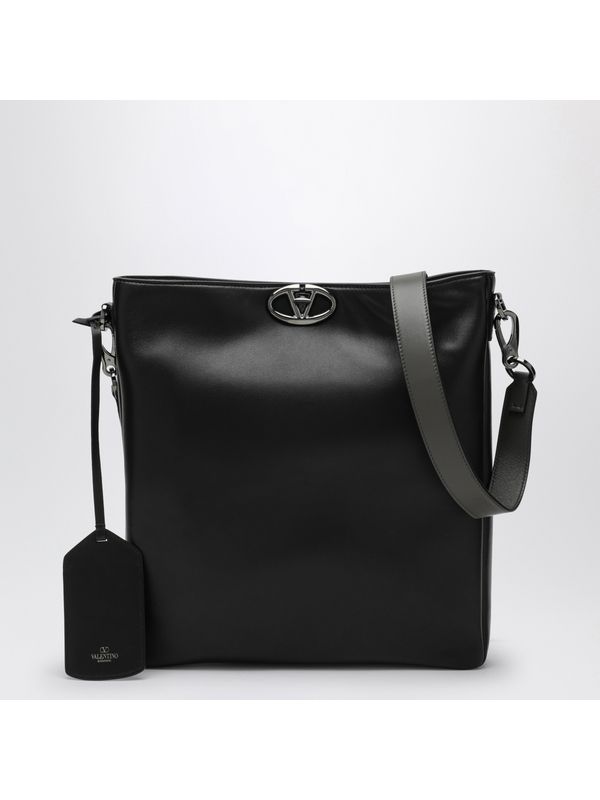 V Logo Leather Crossbody Bag