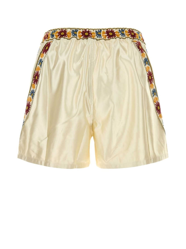 Floral Detail Satin Shorts