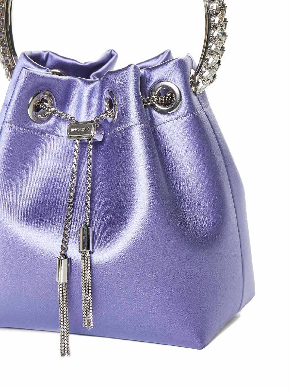 Bonbon Crystal Handle Satin
  Bucket Bag