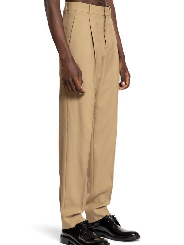 Beige Wool Tailored Pants
