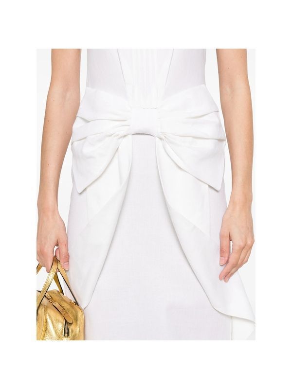 Ribbon Lace Detail Wool Linen Dress