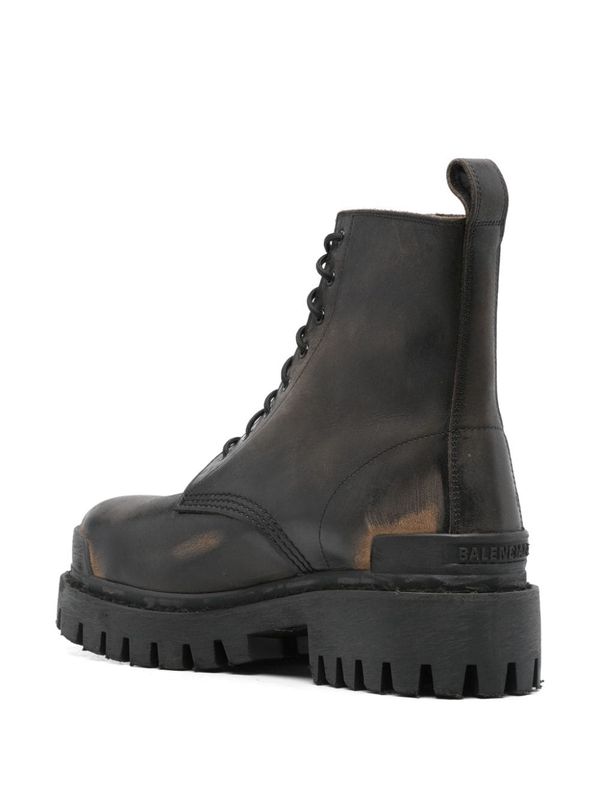 Strike Washing Effect Leather Boots