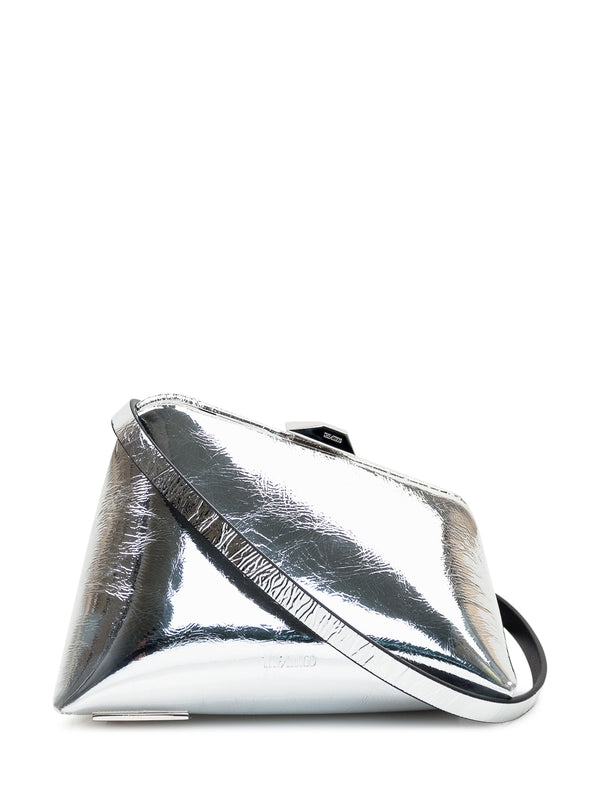 Cracked Detail Metallic Leather Clutch Bag