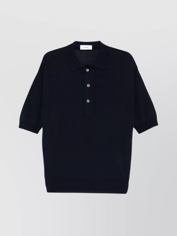 Cotton Blend Short-Sleeved Polo Shirt