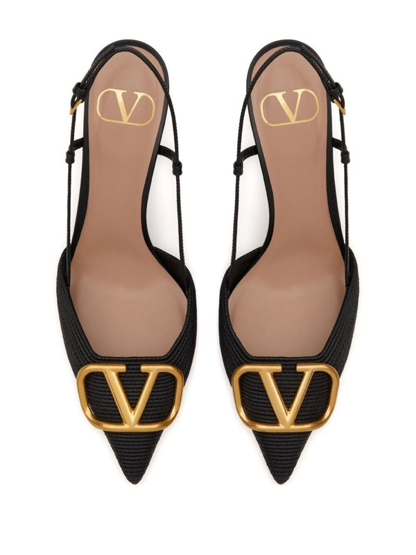 V logo sandal heels