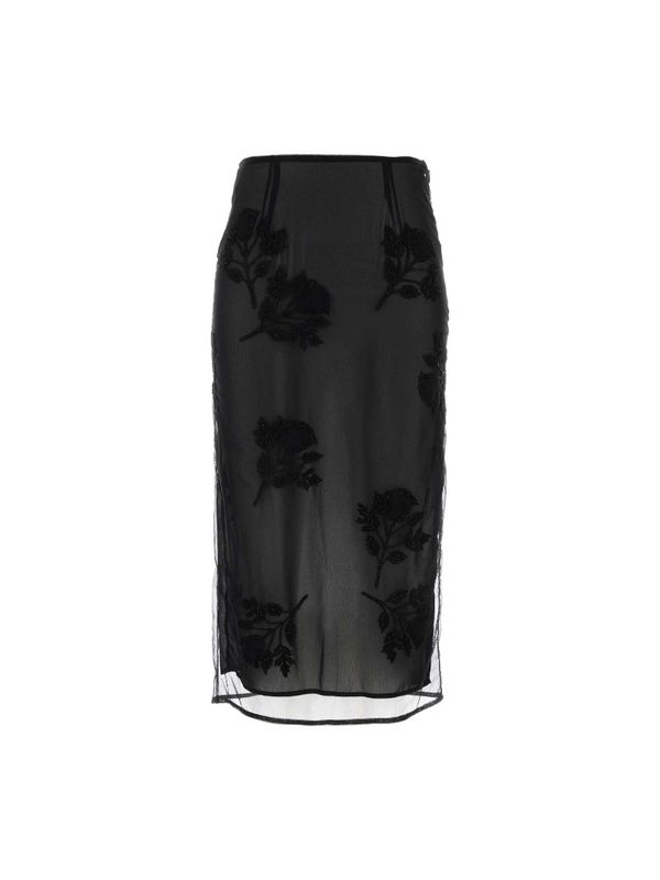 Flower
  Embroidery Tulle Midi Skirt