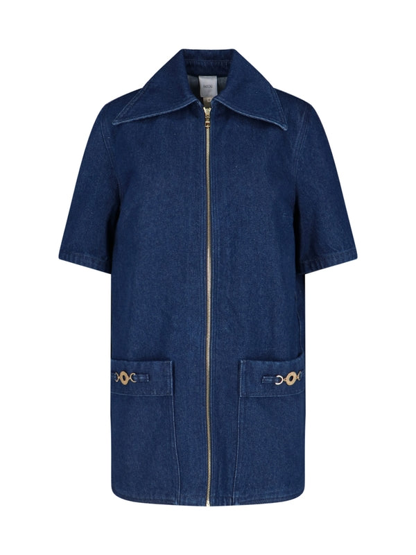 Pocket Detail Zip-Up Denim Dress