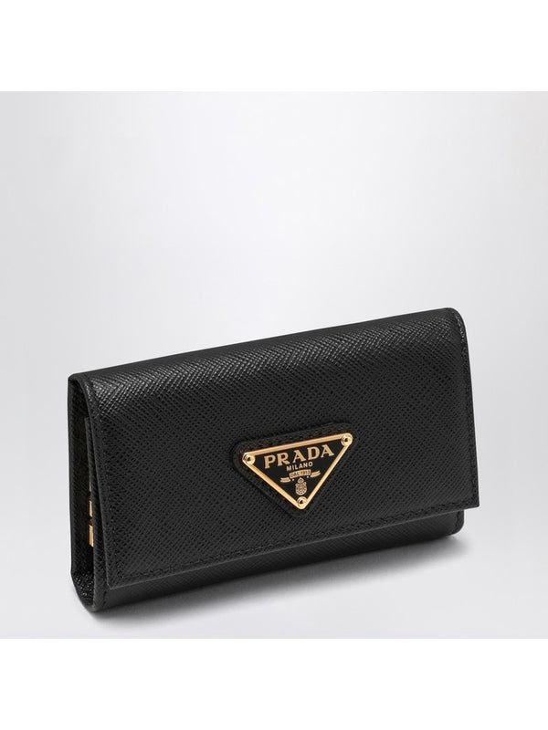 Triangle Logo Saffiano Leather Wallet