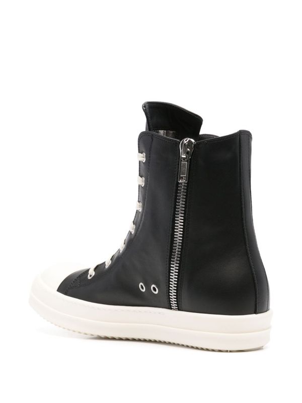 Zipped Leather High-Top Sneakers