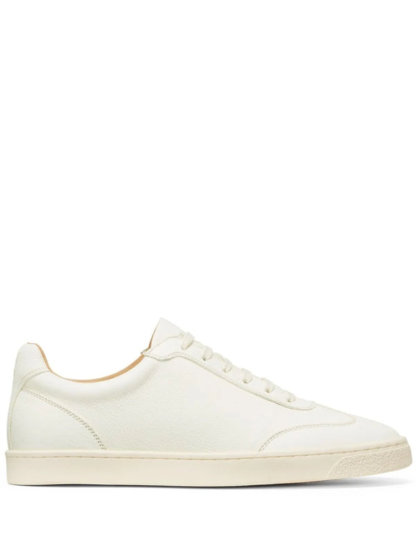 White Leather Low-Top Sneakers