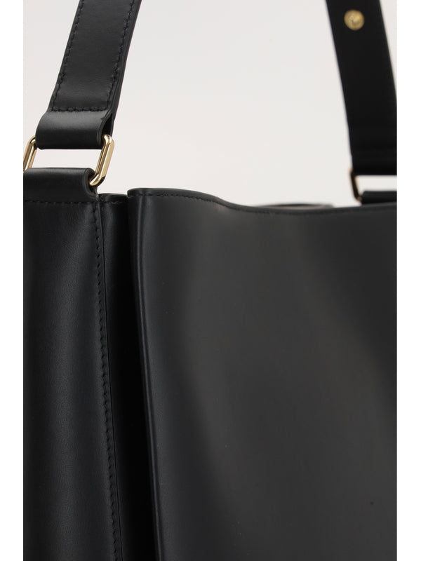 PLAN C - Black Leather Tote Bag - Jente
