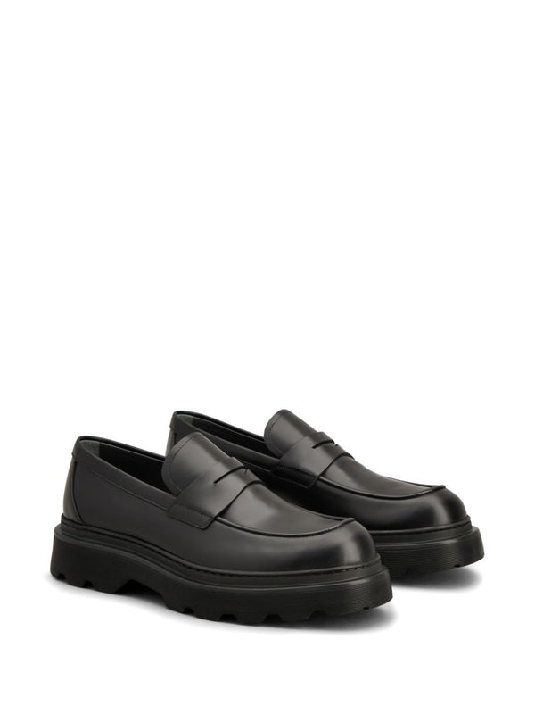 Black Leather Penny Loafers