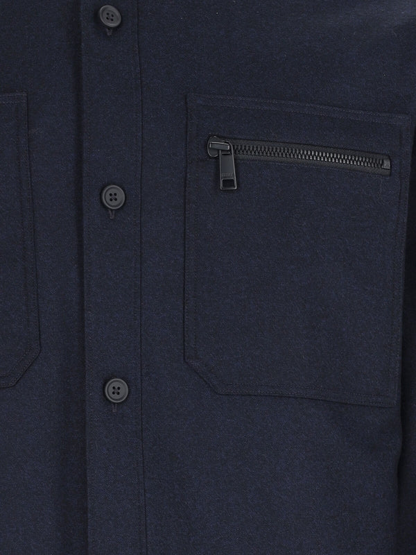 Zipper Pocket Wool Shirt