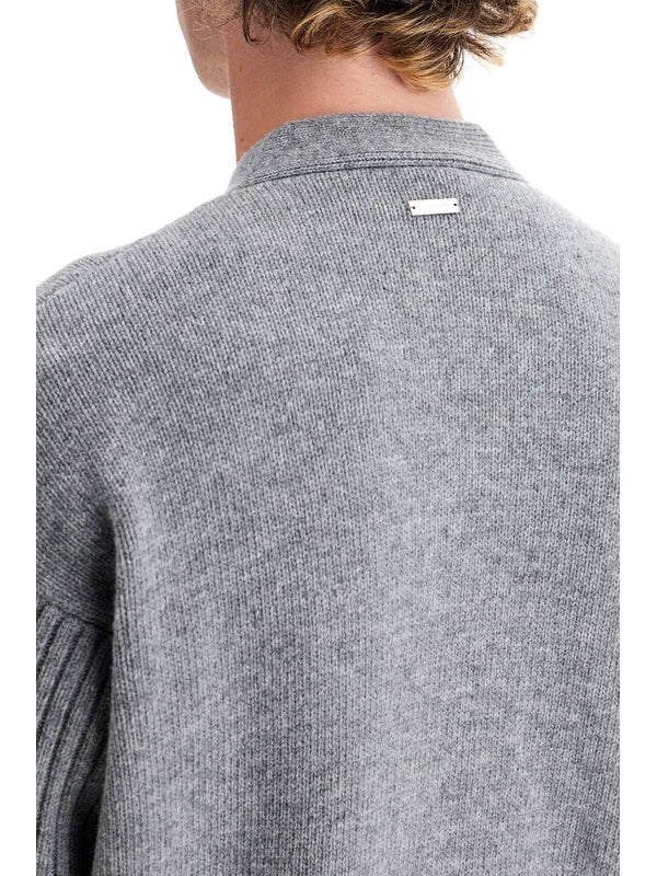 V-neck Pocket Wool Cardigan